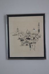 Framed Pen And Ink Israel Picture (F-51)