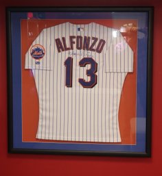 Framed Signed Edgardo Alfonzo Autographed Jersey NY Mets # 13. (B-94)