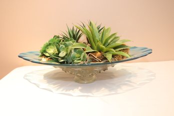 Faux Succulent Plants In Glass Bowl (C-18)