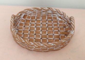 Vintage Ceramic Stoneware Basket Weave (F-63)