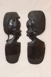 Vintage Mid Century Modern African Rosewood Carving Art Hanging Sculpture. (F-63)