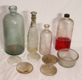 Vintage Glass Bottles And Mason Jar Tops (TR-16)