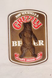 Vintage Grizzly Beer Canadian Lager Bar Sign (AS-64)