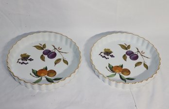 Pair Of Royal Worcester Evesham Flameproof Porcelain Quiche Pan (G-63)