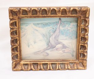 A Vintage Framed Driftwood Beach Dunes Shell Picture Handcrafted By Dolores Patzer (L-77)