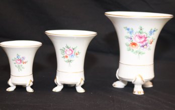 Hollohaza Hungary 1831 Porcelain Footed Vase Set (J-71)