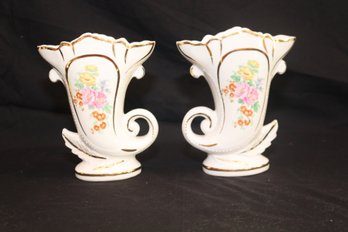 Vintage Pair Of  Porcelain Vase Made In Belgium (J-72)