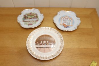 Vintage Set Of 3 Religious Plates Jesus Last Supper (L-84)