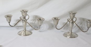 Pair Of La Pierre Sterling Silver Weighted Candlesticks