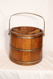 Vintage Wooden Bucket With Dividers (F-6)