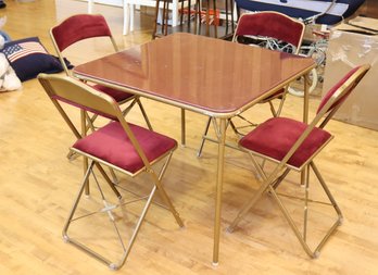 Vintage Folding Bridge Table And 4 Chairs  (G-11)