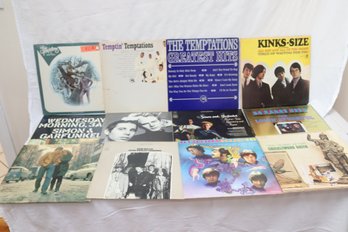 Vintage Vinyl Record Lot:temptations, Simon & Garfunkel, Kinks, Bob Dylan (L-94)