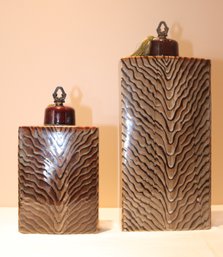 Pair Of Decorative Ceramic Canisters. (C-51)