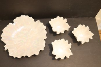 Set Of 4 Global Views Ceramic Wall Decor Carnation Pearl White Floral Art  Made In ITALY (D-42)