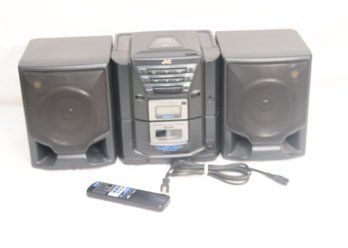 JVC PC- X104 Portable System CD Player FM AM Dual Cassette Hyper Bass (S-35)