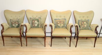 Set Of 4 HOLLYWOOD REGENCY  CLUB CHAIRS W FEATHERED ARMS (B-2)