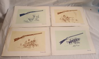 4 Vintage Winchester Rifle Prints By Cecil Cooke (F-28)