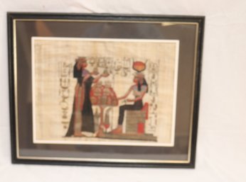 Vintage Framed Egyptian Paintings On Papyrus  (O-3)