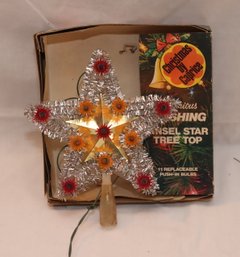 Vintage Tinsel Christmass Tree Star Topper
