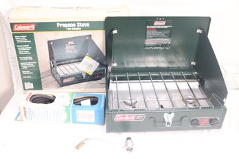 Coleman 2 Burner Propane Stove W/ BBQ Tank Hose