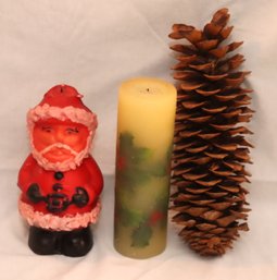 Christmas Candles And A Big Pine Cone!