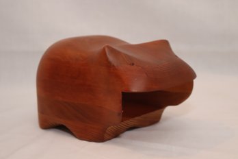 Vintage Deborah D. Bump Handcrafted Hippo Wooden Hippopotamus