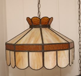 Vintage Stained Glass Swag Chandelier (A-18)