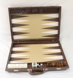 Wycliffe Brothers 21' Tournament Backgammon Set - Brown Croc Case