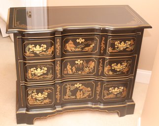 Vintage Drexel Heritage Black Lacquer Chinoiserie 3 Drawer Chest