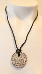 Seiden Gang Sterling Silver Pendant On Leather Necklace