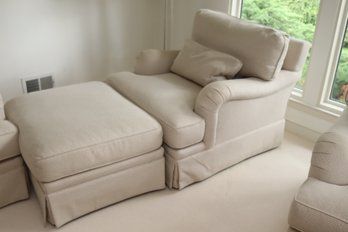 Baker Furniture Swivel Armchair & Ottoman WFeather Down Cushions (J-4)
