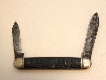 Vintage Utica Black Stag 2-blade Pocket Knife (D-37)