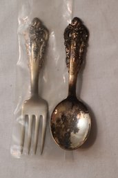 Vintage Wallace Sterling Silver Baby Spoon And Fork