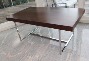 Calligaris Italy Modern Expandable Zebra Wood Top Chrome Leg Dining Table (J-10)