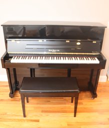 Hallet, Davis & Co Upright Piano Ebony Black W/ Matching Bench
