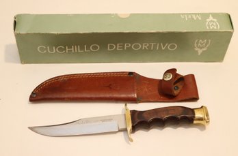 1980's Muela Bowie Knife With Leather Sheath And Box (D-43)