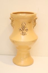 Yellow Tall Vase Fleur-de-lis  Lion (T-12)