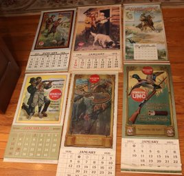 Collection Of 6 Vintage Peters & Remington Hunting Reproduction Calendars (F-69)