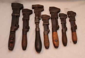 Vintage Wood Handled Pipe Wrenches (F-72)