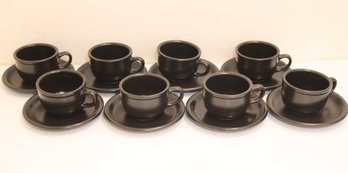 Set Of 8 Nova  Studio Reflections Midnight HN001 Cups & Saucers (T-15)