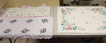 3 Vintage Hand Embroidered Table Linens