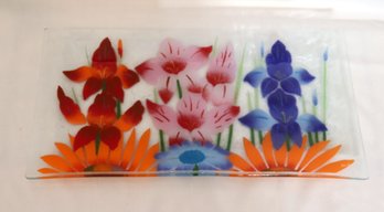 Glass Flower Rectangulare Platter (R-17)