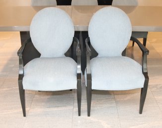 Pair Of Upholstered Dining Room Arm Chairs From The D&D Building!  (J-22)