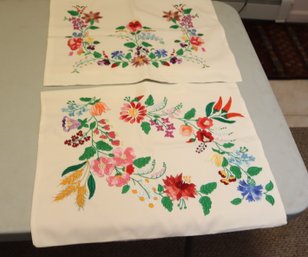 Vintage Hand Embroidered Pillowcases Pillows  (O-36)