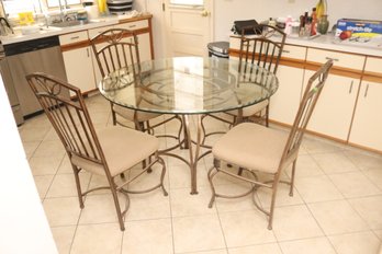 Glass Top Dinette Set Kitchen Table And Chairs