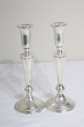 Vintage Pair Of Weighted Sterling Silver Candlesticks. (H-51)