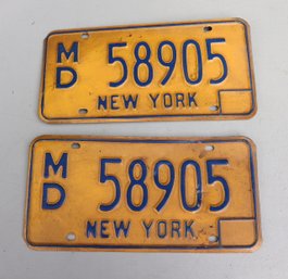 Vintage New York 1970's/ 1980's MD Doctor License Plates (G-8)