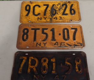1941, 1946, 1947 New York License Plates (G-10)