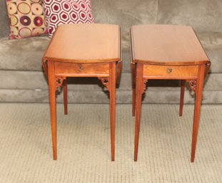 Vintage Pair Of Drop Leaf Side Tables With Storage Drawers From Hathaway's