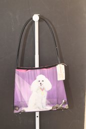 NEW W/ Tags Blossom Collection Rhinestone Collar White Poodle Purse Handbag